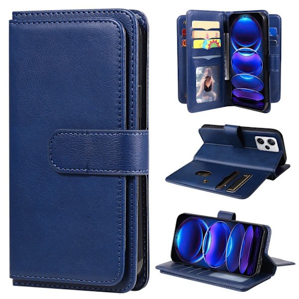 10-slot Pung Etui til Xiaomi Redmi Note 12 Pro Plus - Blå Blue