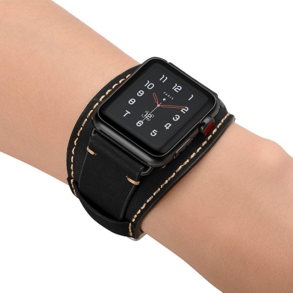 Crazy Horse Apple Watch Series 5 40mm urrem i ægte læder - Sort Black