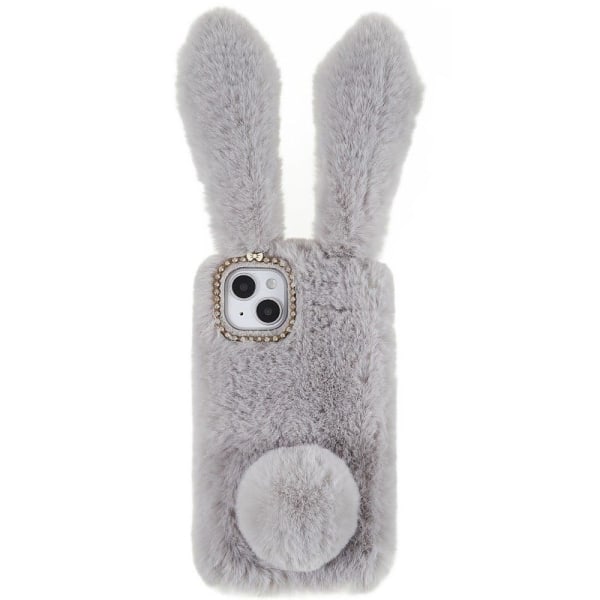 Fluffy Rabbit iPhone 14 skal - Silver/Grå Silvergrå