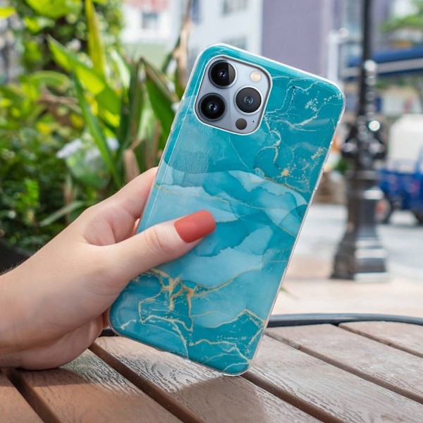 Marmormotiv iPhone 14 Pro skal - Grön Grön