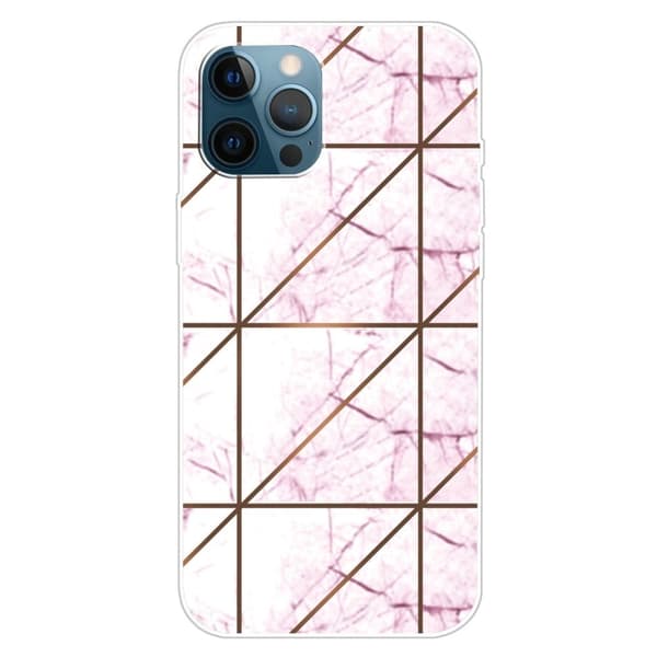 Marble iPhone 15 Suojakotelo - White In Square Strike Marble Pink