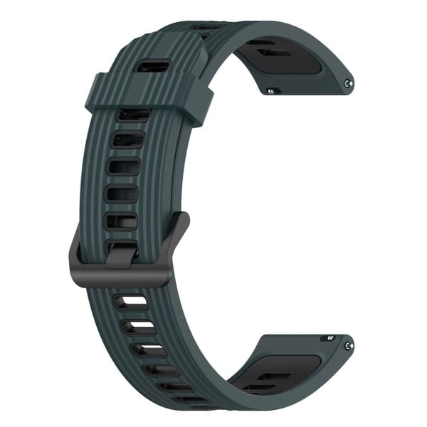 20 mm universal tofarvet silikone-urrem - Olivengrøn / Sort Green