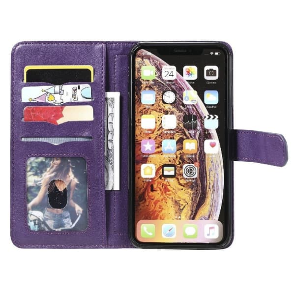 iPhone Xs Max etui med pung & 10 kortpladser – Lilla Purple