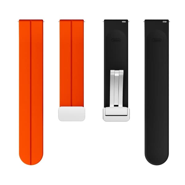 22 mm universal silikonerem i to farver med sølvspænde - Orange / Sort Orange