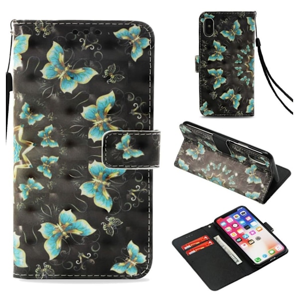 Butterfly läder iPhone Xs Max fodral - Flerfärgad multifärg