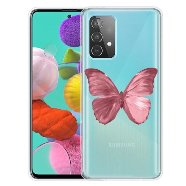 Butterfly läder Samsung Galaxy A32 fodral - Rosa Rosa