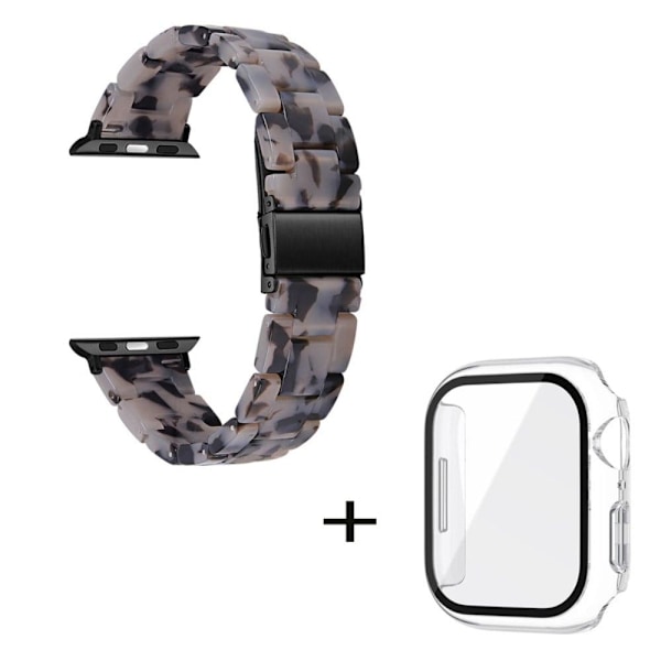 Apple Watch SE 2022 (44mm) 3 helmen hartsityylinen kelloranneke kirkkaalla suojuksella - Musta / Harmaa Silver grey