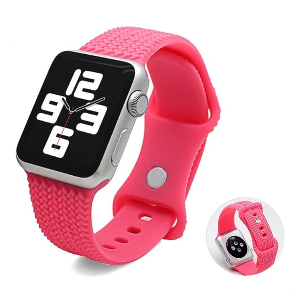 Apple Watch Series 6 / 5 44mm woven pattern silicone watch band - Pink Rosa