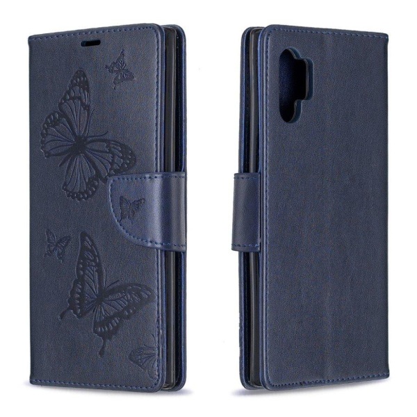 Butterfly läder Samsung Galaxy Note 10 Plus fodral - Blå Blå