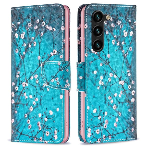 Wonderland Samsung Galaxy S24 Plus flip-etui - Plommeblomst Blue