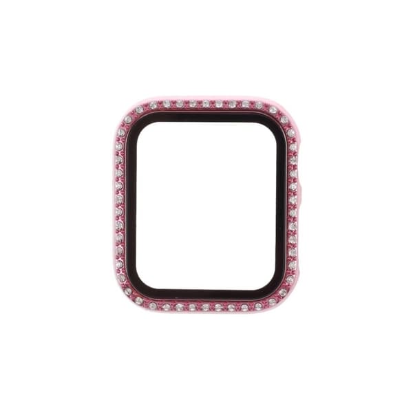 Apple Watch Series 6 / 5 44mm rhinestone décor frame with tempered glass - Pink Rosa