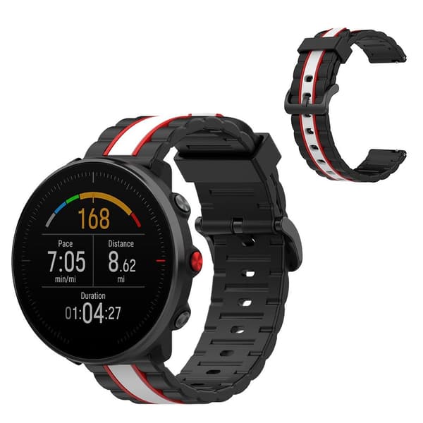 Polar Grit X / Vantage M wave square urrem - Sort / Hvid / Rød Black