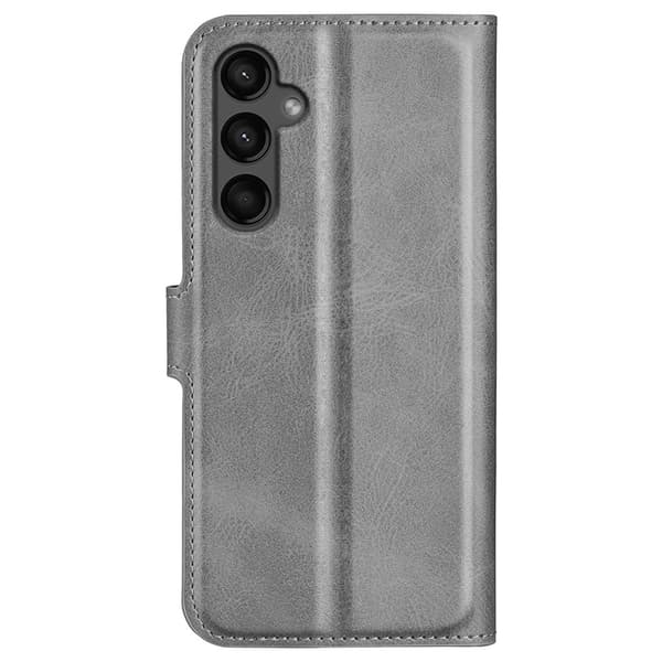 Hållbart konstläder Samsung Galaxy A15 fodral med plånbok - Silver/Grå Silvergrå