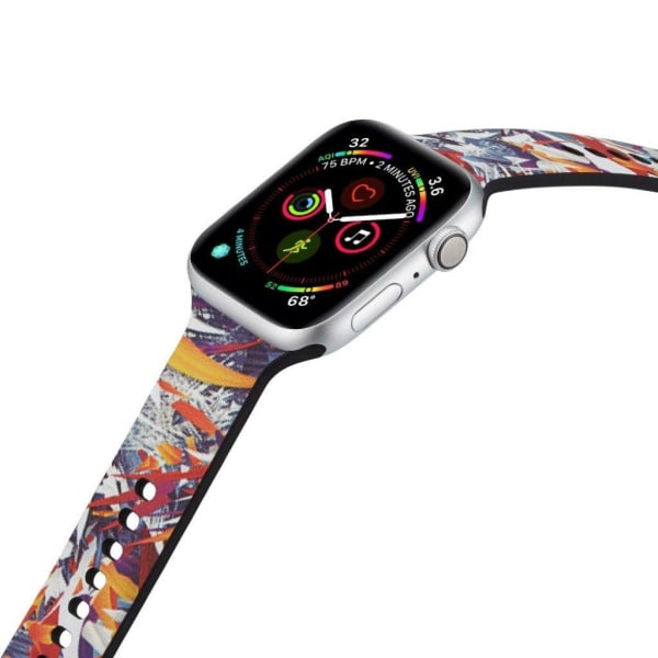 Apple Watch Series 5 44mm Mønster silikone urrem - Plant Multicolor