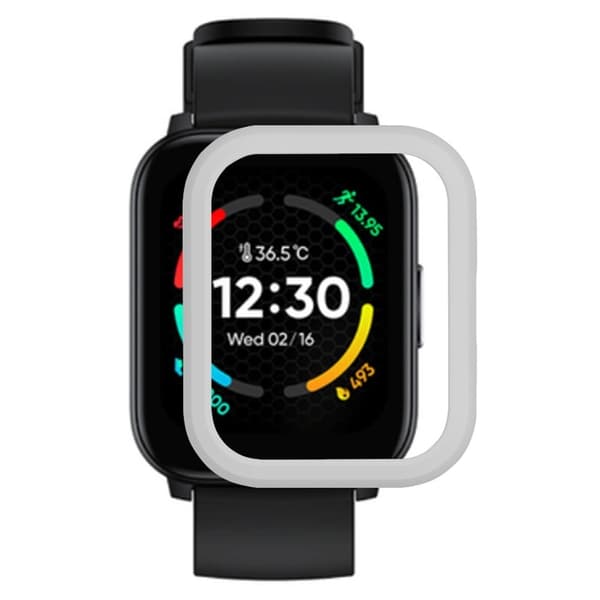 Realme TechLife Watch S100 hårt stötskyddande kantskydd med ihålig ram klockfodral - Vit Vit