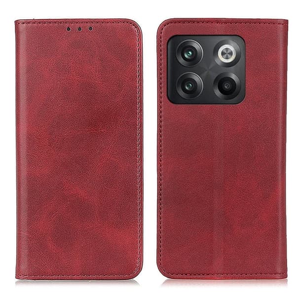 Lompakko-style Aitoa Nahkaa Läppäkotelo For OnePlus Ace Pro / 10t - Punainen Red