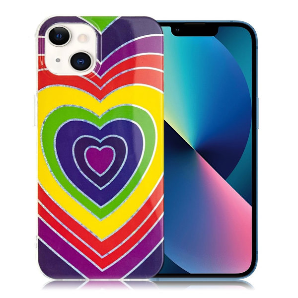 Marmormotiv iPhone 13 skal - Kärlekshjärta multifärg