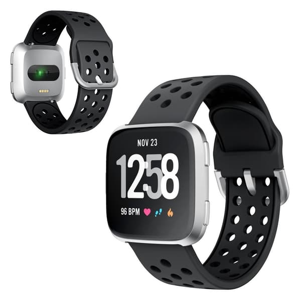 Fitbit Versa / Versa 2 coolt klockarmband i silikon - Svart Svart