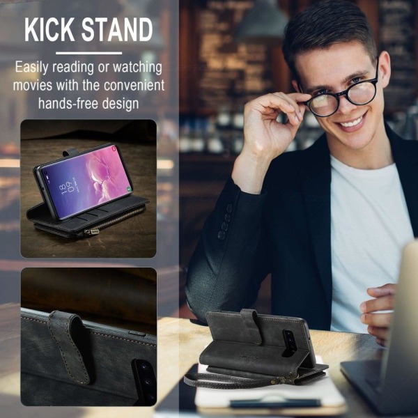 Rymligt Samsung Galaxy S10 Plus fodral med plånbok - Svart Svart