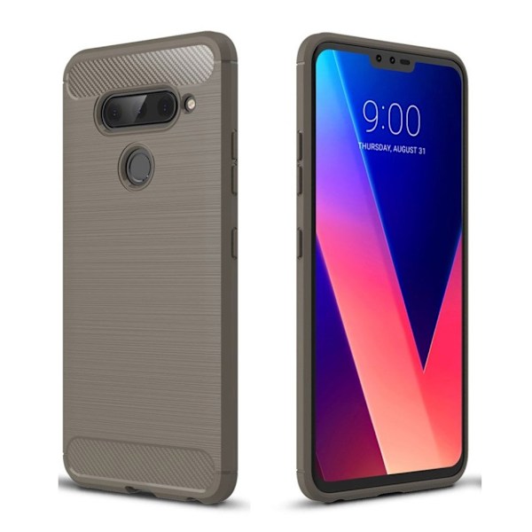 LG V40 ThinQ borstat skal i kolfiber - grå Silvergrå