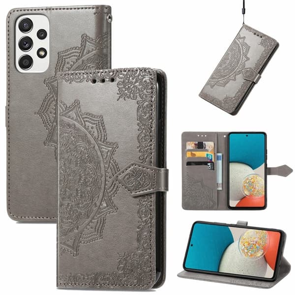 Mandala Samsung Galaxy A53 5G Flippetui - Grå Silver grey