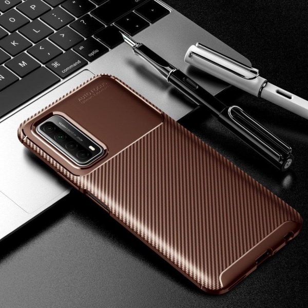 Carbon Shield Huawei Y7A / Huawei P Smart 2021 kotelot - Ruskea Brown