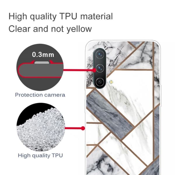 Marble OnePlus Nord CE 5G Suojakotelo - Harmaa / Valkoinen Marble Tile Multicolor
