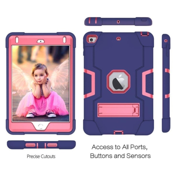 iPad Mini (2019) stødsikkert hybridtaske - mørkeblå / lyserød Blue