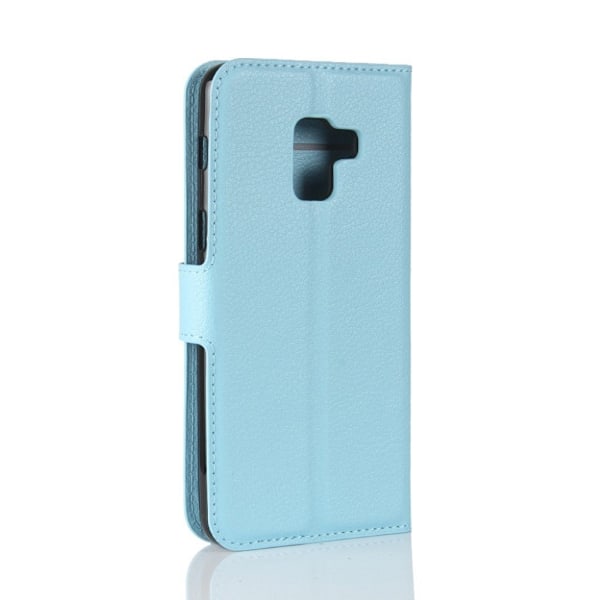 Samsung Galaxy A8 (2018) litchi skin PU læder flip etui - blå Blue