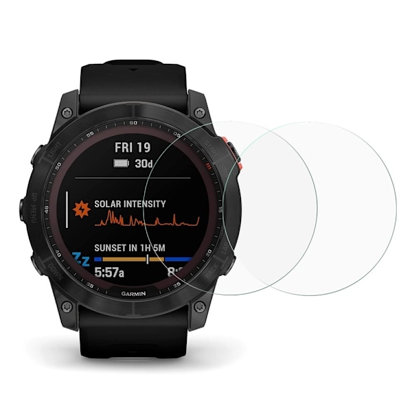 2Pcs Garmin Fenix 7X arc edge tempered glass screen protector Transparent