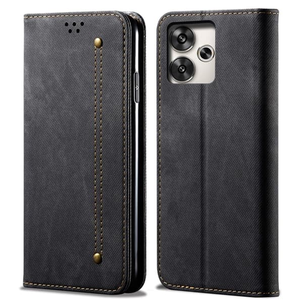 Jeans Xiaomi Redmi 13 / Xiaomi Redmi Note 13R / Xiaomi Poco M6 flip case - Musta Black