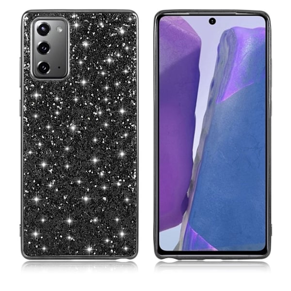 Glitter Samsung Galaxy Note 20 Etui - Svart Black