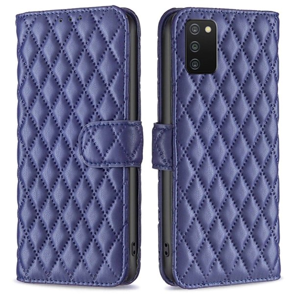 Matt Samsung Galaxy A03s / Samsung Galaxy A02s (166mm) fodral med rombmönster - Blå Blå