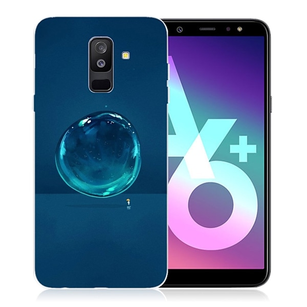 Samsung Galaxy A6 Plus (2018) mobiletui i silikone med smukt mønster - Regndråbe Blue