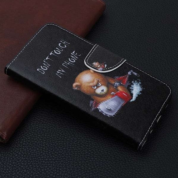 Wonderland Xiaomi Redmi Note 8 Pro kotelot - Ruskea Karhu ja Varoitussanat Multicolor