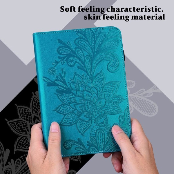 iPad Pro 11 (2021) imprint flower pattern PU leather flip case - Blå