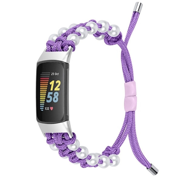 Fitbit Charge 5 stilfuld orb nylon urrem - Lilla Purple