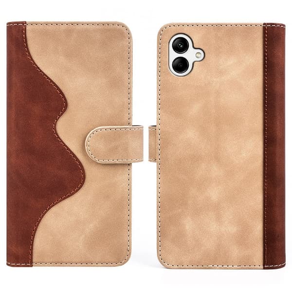 To Farvet Læder Flip Case til Samsung Galaxy A04 - Gul Yellow