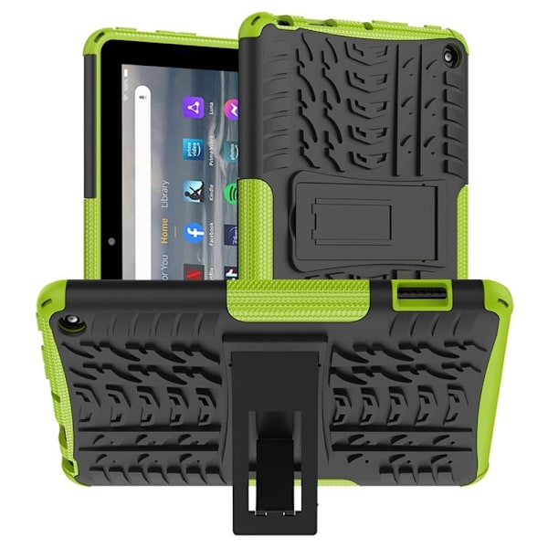 Dekkmønstret kickstand-etui for Amazon Fire 7 (2022) - Grønn Green