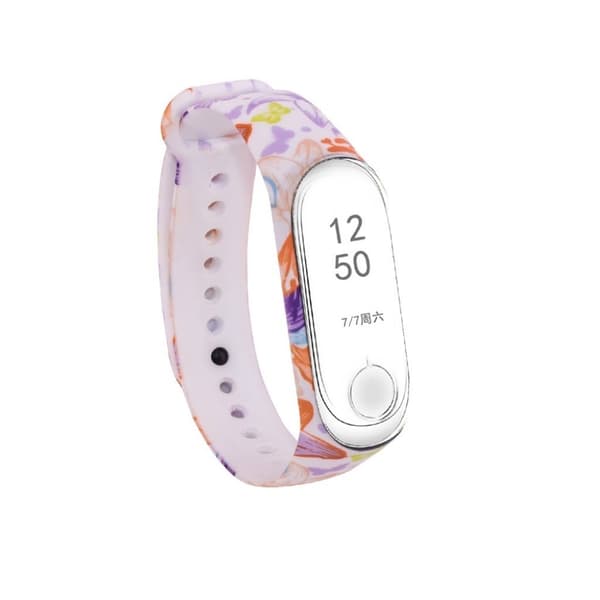 Xiaomi Mi Band 3 / Mi Smart Band 4 kukka silikoni ranneke - Aamunkoi Multicolor