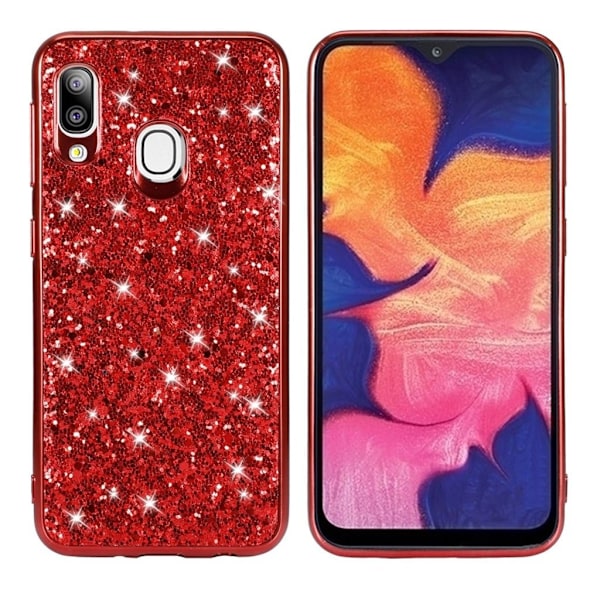 Glitter Samsung Galaxy A20e skal - Röd Röd