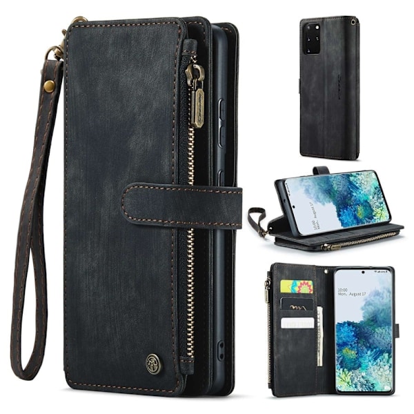 CaseMe vetoketjullinen lompakko-puhelinkotelo Samsung Galaxy S20 Plus - Musta Black