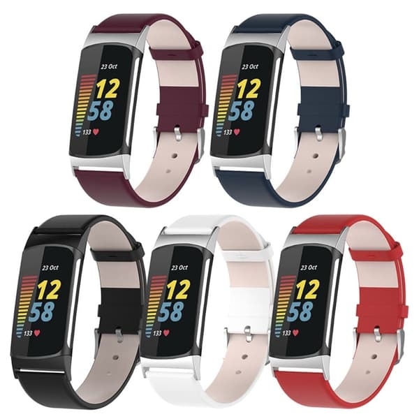 Fitbit Charge 5 aito nahkakellon hihna - Musta Black