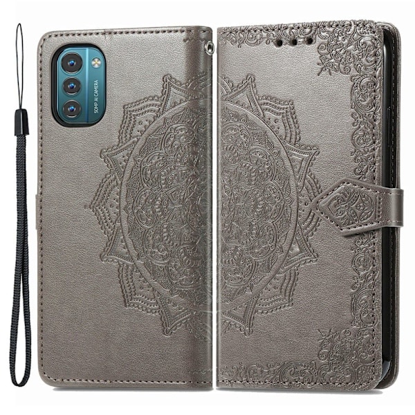 Mandala Nokia G21 / G11 Flippetui - Grå Silver grey