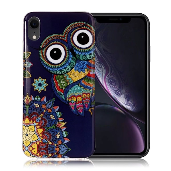 Fleksibelt etui med lysende mønster til iPhone Xr - Farverig Ugle Multicolor