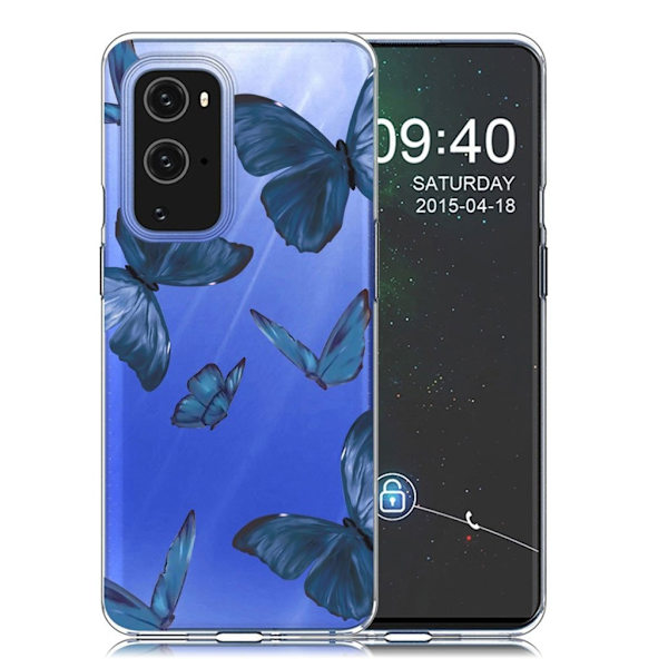 Butterfly OnePlus 9 Pro nahkakotelo - Sininen Perhonen Blue