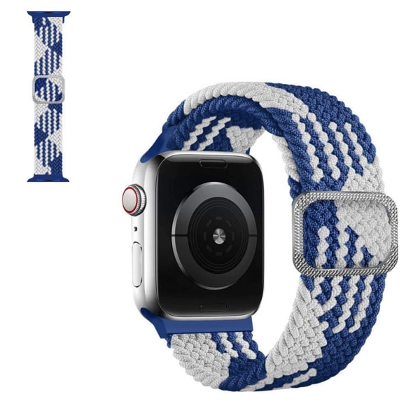 Apple Watch 42mm - 44mm nylon braid watch strap - Blue White Blå