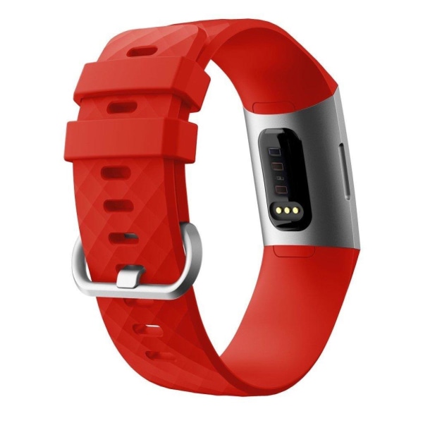 Fitbit Charge 4 / 3 timanttikuvioinen kellonauha - Punainen Koko: L Red