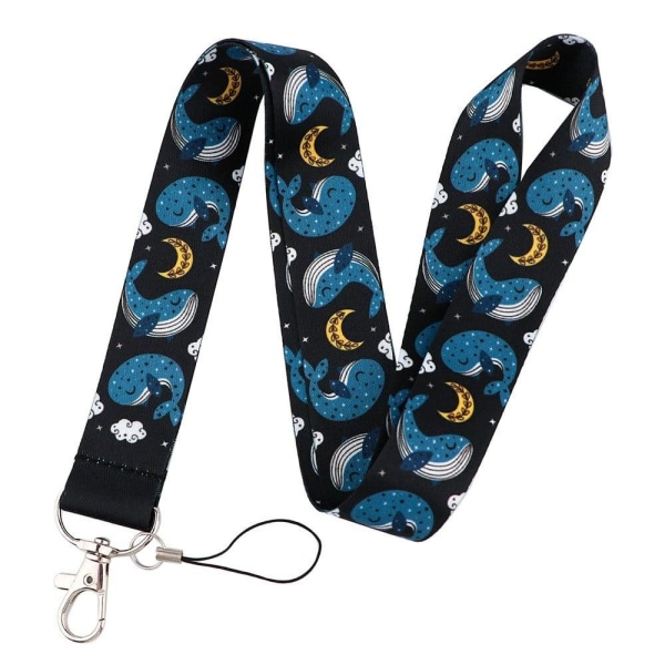 Universal whale pattern phone lanyard - Blue Whale under the Moo Blå