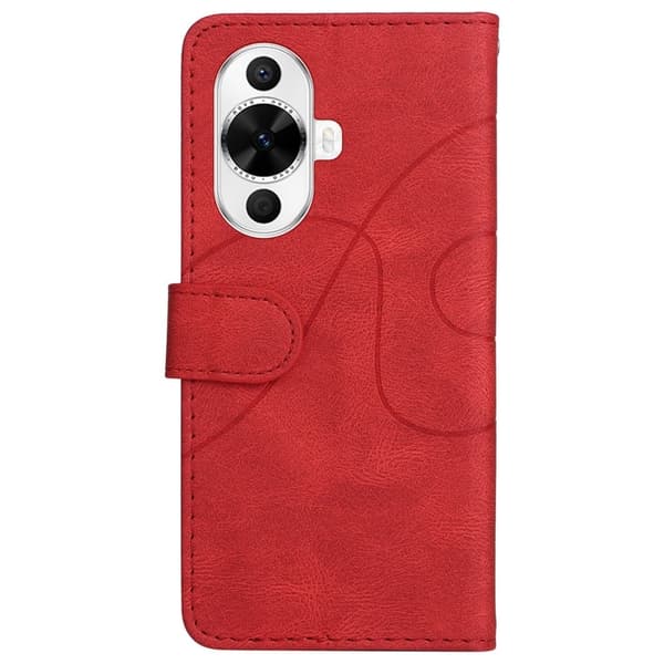 Texturerat läder Huawei nova 12s / Huawei Nova 11 / Huawei Nova 12 Lite fodral med handledsband - Röd Röd